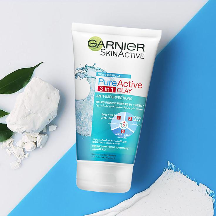 Garnier SkinActive Pure Active 3-in-1 Clay Face Wash 50ml