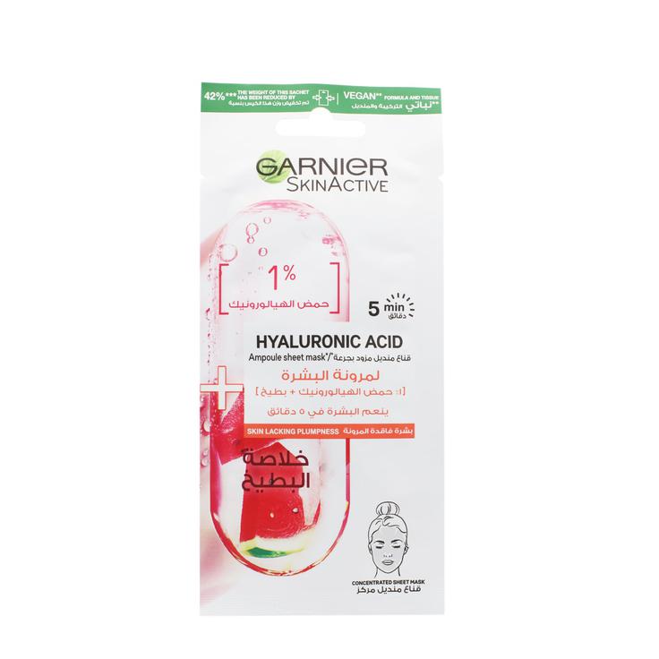 Garnier Skinactive 1% Hyaluronic Acid + Watermelon Firming Ampoule Sheet Mask 1pc