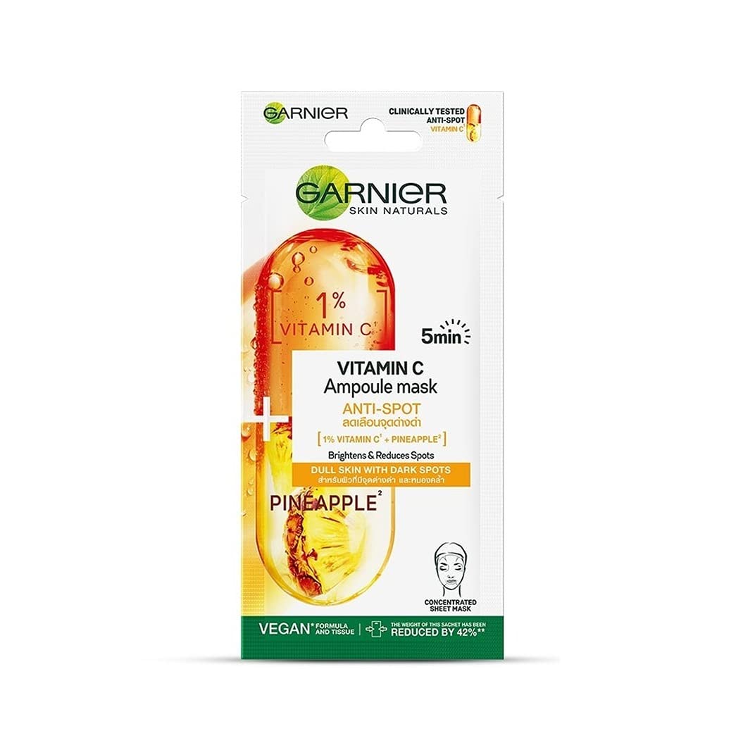 Garnier Skinactive 1% Vitamin Cg + Pineapple Anti Fatigue Ampoule Sheet Mask 1pc