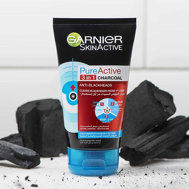 Garnier SkinActive Pure Active 3-in-1 Charcoal Face Wash 150ml