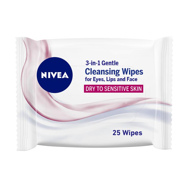 Nivea 3-in-1 Gentle Cleansing Wipes Dry to Sensitive Skin 25pcs