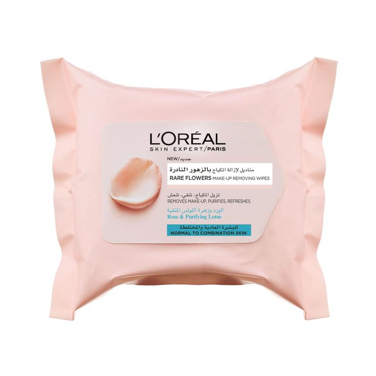 L'Oreal Paris Rare Flowers Makeup Removing Wipes Normal to Combination Skin 25pcs