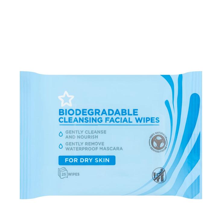 Superdrug Biodegradable Cleansing Facial Wipes For Dry Skin 25pcs