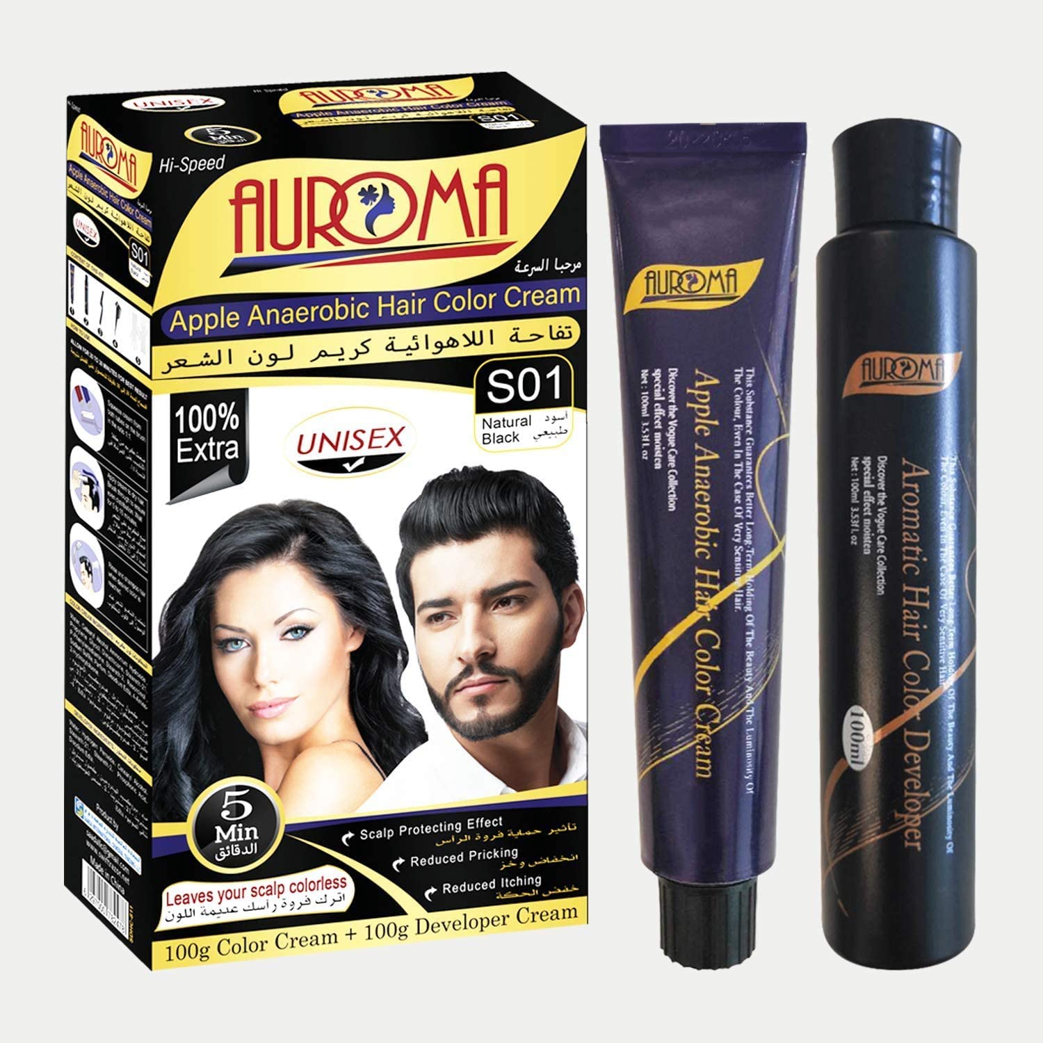 Auroma S01 Natural Black Hair Color Shampoo