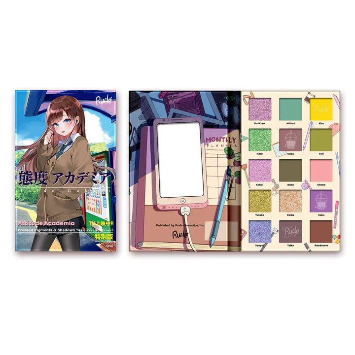 Rude Manga Collection Pressed Pigments & Shadows Palette - 15 shades