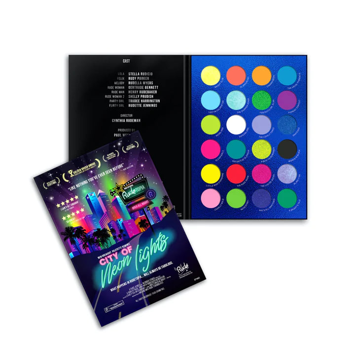 Rude City of Neon Lights Vibrant Pigment & Eyeshadow Palette 24 shades