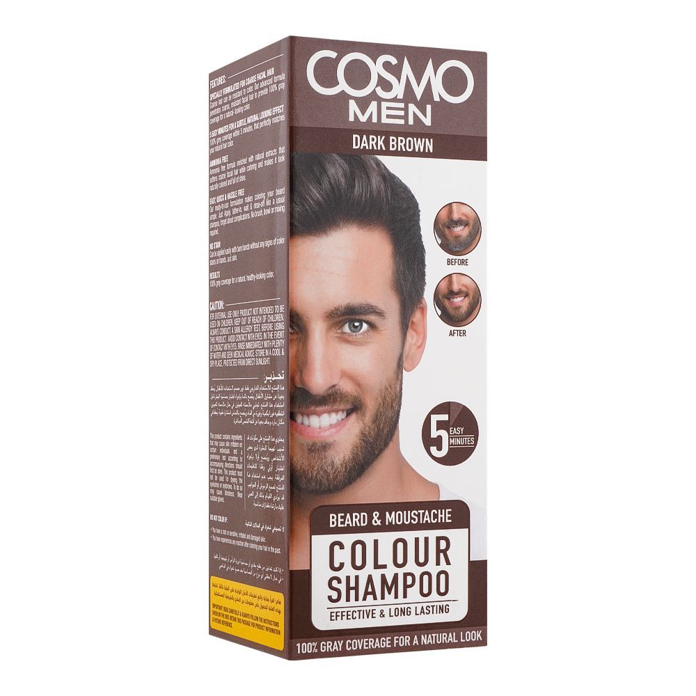 Cosmo Men Dark Brown Beard & Mustache Colour Shampoo