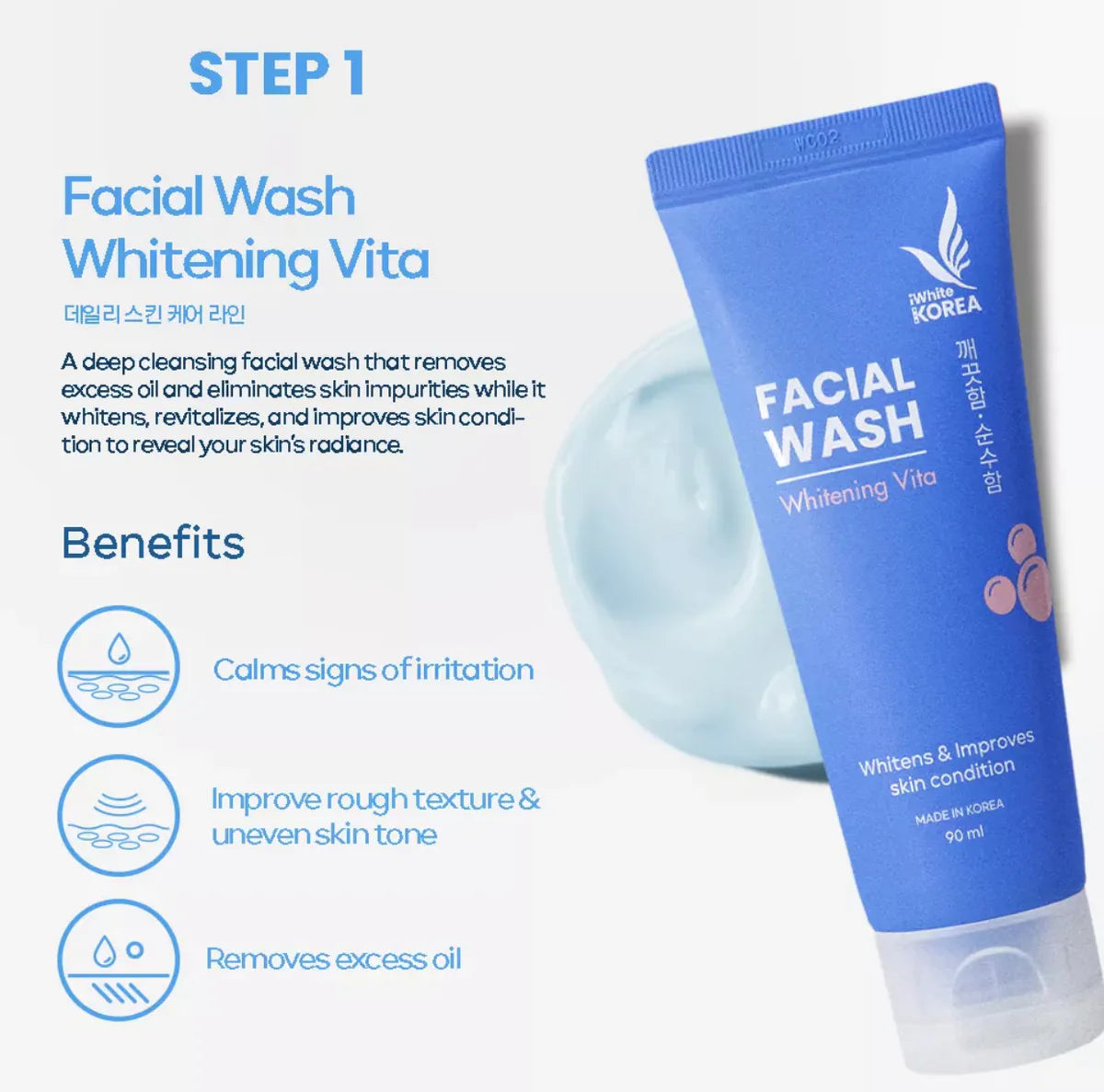 White Korea Facial Wash Whitening Vita 100ml