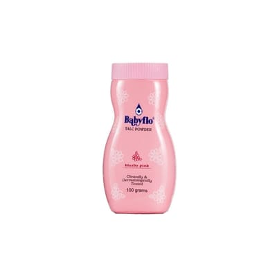 Babyflo Talc Powder Blushy Pink 100gm saffronskins.com™ 