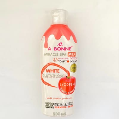 A Bonne Miracle Spa Milk UV Whitening Lotion Tomato Extract 200ml saffronskins.com 