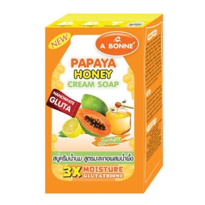 A Bonne Papaya Honey Cream Soap with Nanowhite Gluta saffronskins.com 