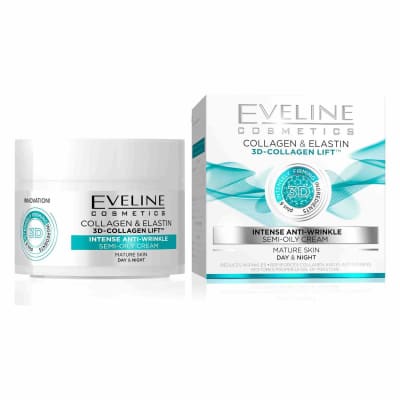 Eveline Nature Line Collagen and Elastin Intense Anti-Wrinkle Semi-Oily Day and Night Cream 50ml saffronskins 