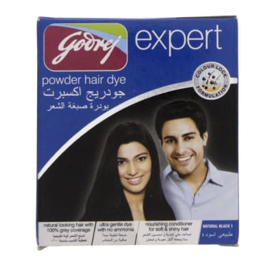 Godrej Expert Powder Hair Dye Natural Black saffronskins.com 