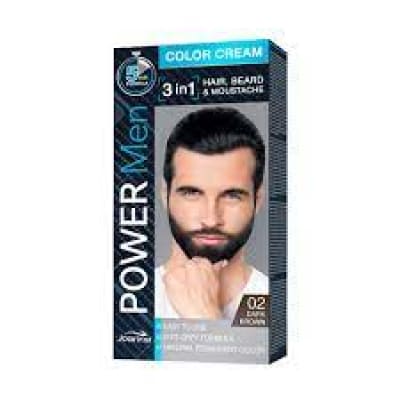Joanna Power Men 3in1 Hair,Beard & Mustache Color Cream 02 
