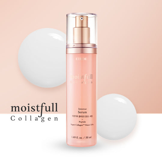 Etude Moistfull Collagen Intense Serum 50ml - Super Collagen Water, Peptide & Ceramide for intense hydrating care