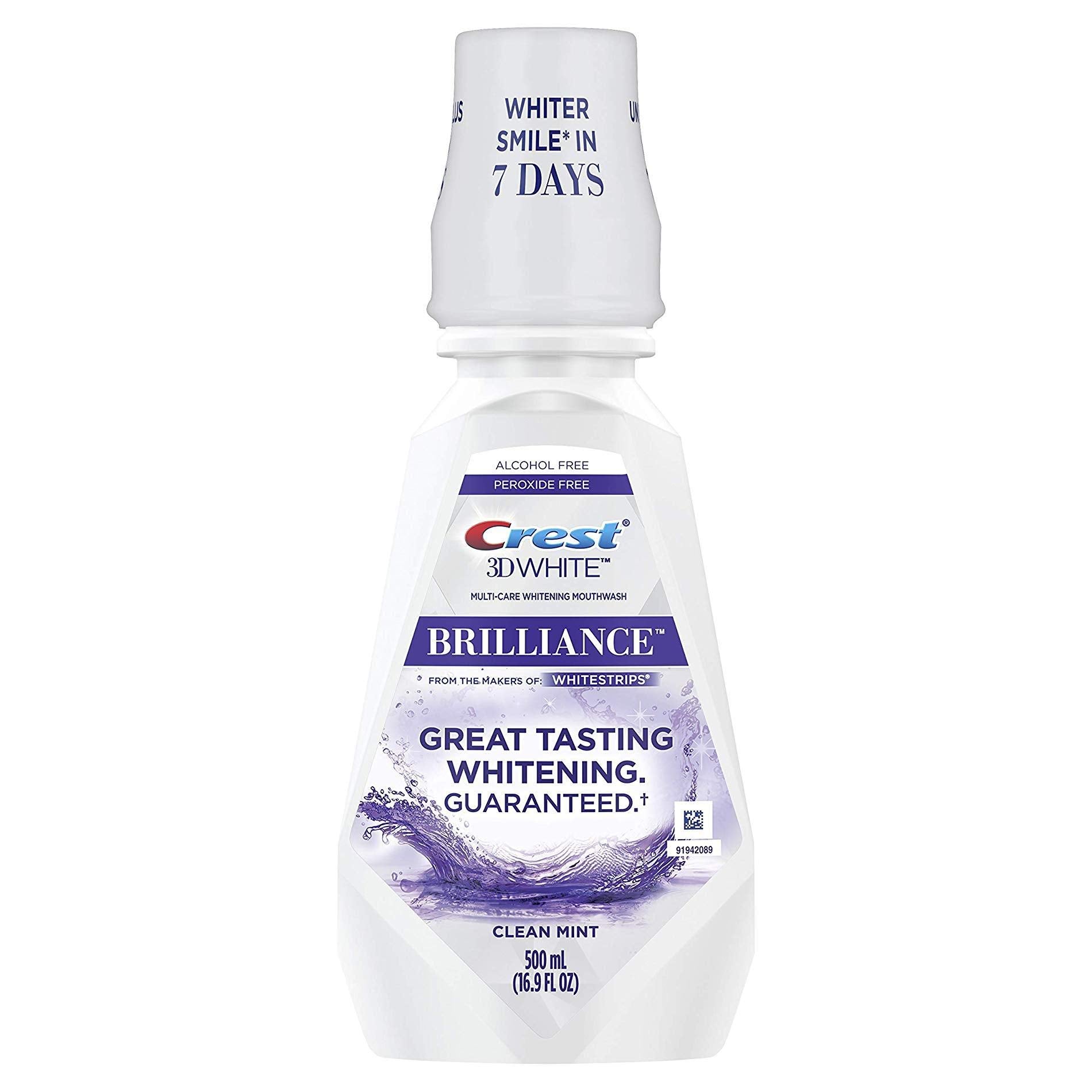 Crest 3D White Brilliance Alcohol Free Whitening Mouthwash Clean Mint 500ml