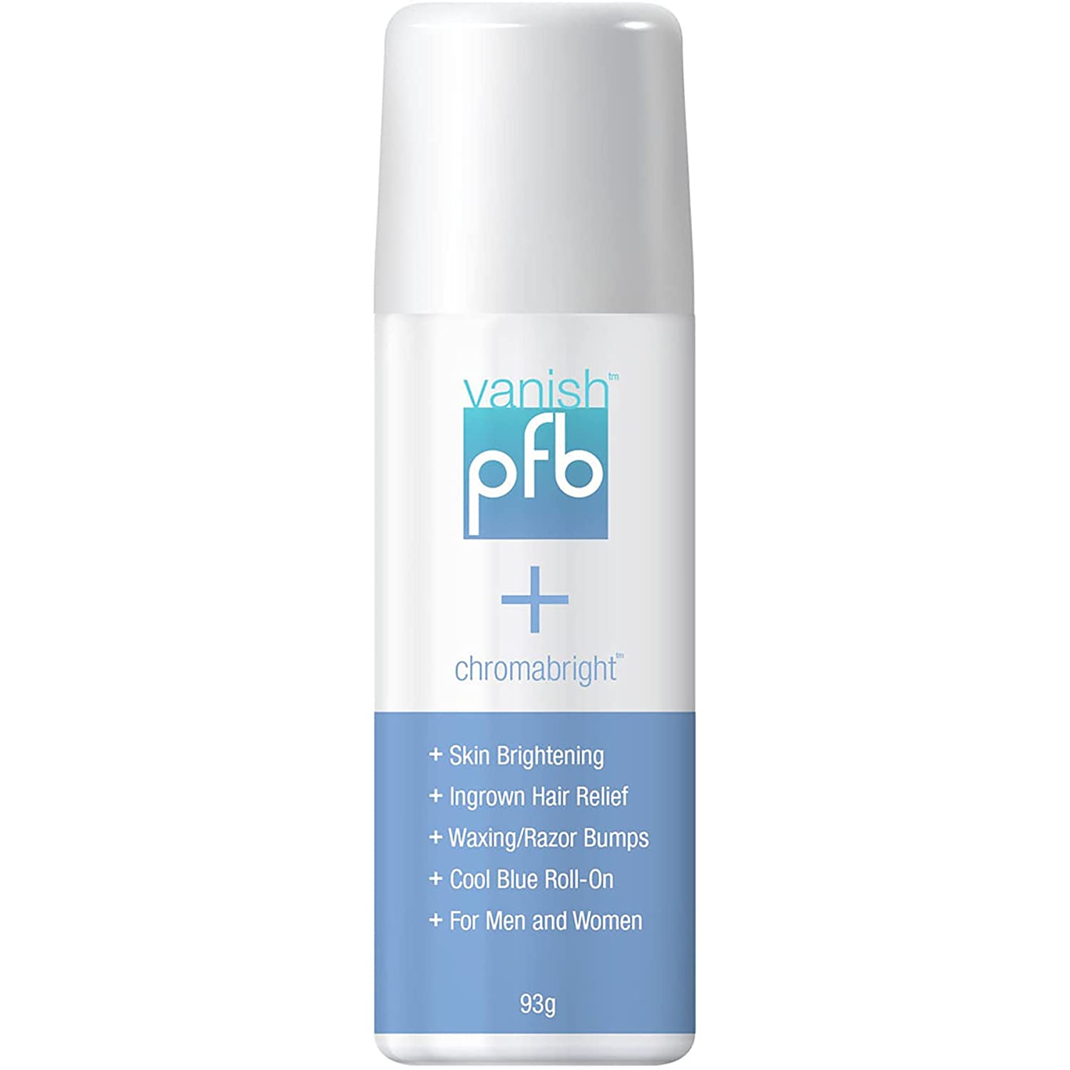 PFB Vanish Razor Bump Stopper Skin Care Treatment with Chromabright Dark Spot Remover, Roll On 89g