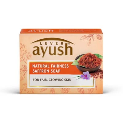 Lever Ayush Natural Fairness Saffron Soap, 100 g each (Buy 4 Get 1) saffronskins 