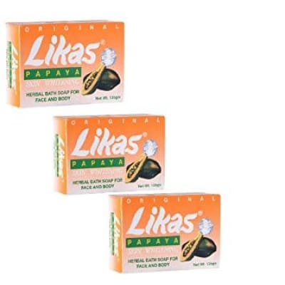 Likas Papaya Skin Whitening Herbal Bath Soap 135g x 3 bars saffronskins 
