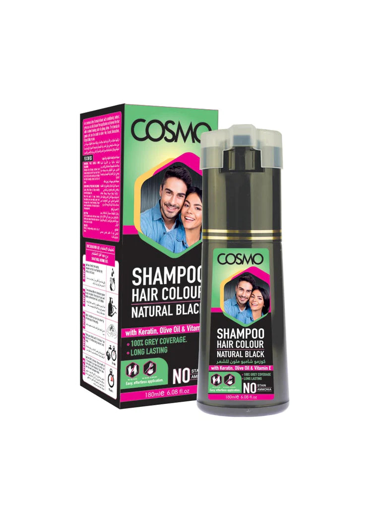 Cosmo hair colour shampoo natural black 180ml