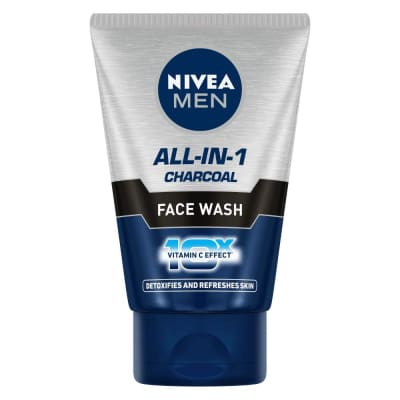 NIVEA MEN ALL IN ONE FACE WASH CHARCOAL 50GM saffronskins 