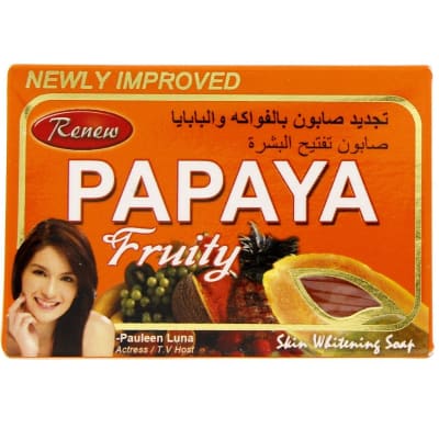 Renew Papaya Fruity Skin Whitening Soap (135 g) saffronskins.com 