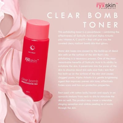 Ryx skin Sincerity Clear Bomb Advanced Exfoliating toner 60ml saffronskins.com 