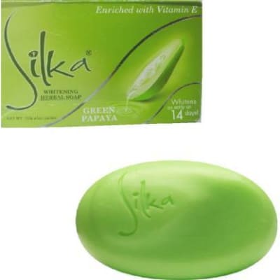 Silka Green Papaya Whitening Herbal Soap Enriched with Vitamin E, 135g x 3 bars saffronskins 