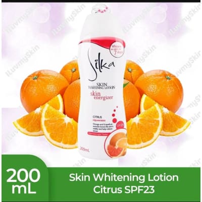 Silka Skin Whitening Lotion SPF 23 Skin Energizer Citrus rejuvenates 200ml saffronskins 