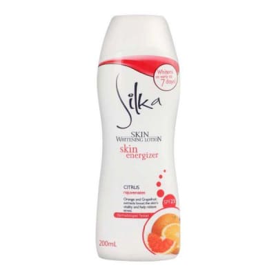 Silka Skin Whitening Lotion SPF 23 Skin Energizer Citrus rejuvenates 200ml saffronskins 