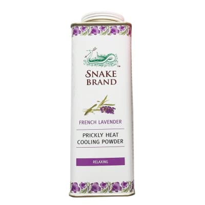 Snake Brand Prickly Heat Cooling Powder French Lavender Relaxing 280gm saffronskins 