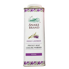 Snake Brand Prickly Heat Cooling Powder French Lavender Relaxing 280gm saffronskins 