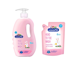 Kodomo Head To Toe Baby Wash 2in1, size 400ml,refill bag