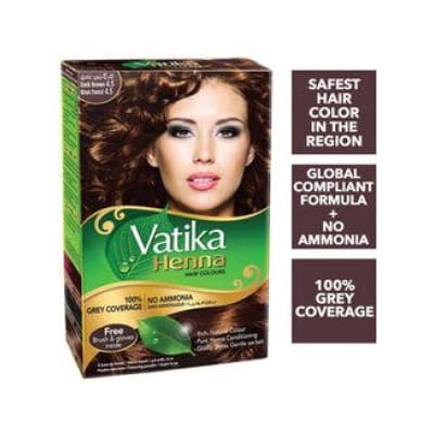Vatika Henna Hair Dye Dark Brown 4.5 All Natural 60g saffronskins 
