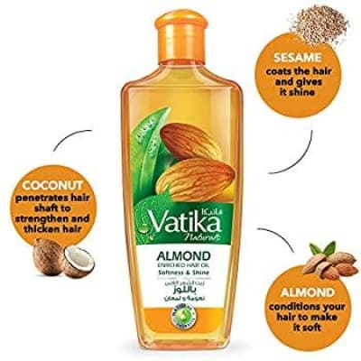 Vatika Natural Almond Enriched Imported Original Hair Oil 200 ml saffronskins 