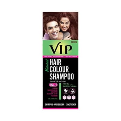 VIP NATURAL HAIR COLOUR SHAMPOO BLACK - 5 IN 1 SHAMPOO HAIR COLOUR CONDITIONER - 180ml saffronskins 