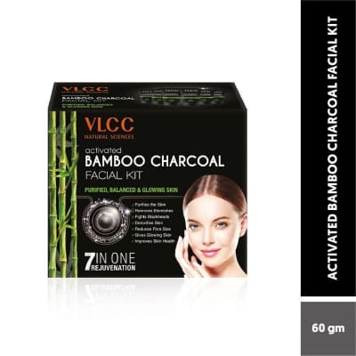 VLCC Activated Bamboo Charcoal Facial Kit For Purified- Balanced & Glowing Skin(60g) saffronskins 